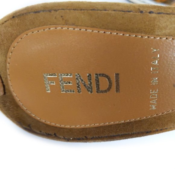 Vintage FENDI SHOES 36.5 Fur & Leather Ankle Wrap Sandal Size 6.5 - Picture 10 of 11